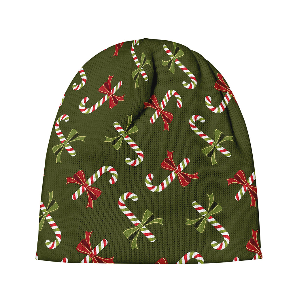 Xmas Candy Cane Pattern Print Beanie