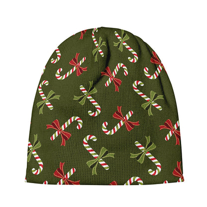 Xmas Candy Cane Pattern Print Beanie