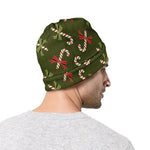 Xmas Candy Cane Pattern Print Beanie