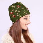 Xmas Candy Cane Pattern Print Beanie