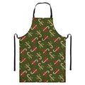 Xmas Candy Cane Pattern Print Bib Apron With Pocket