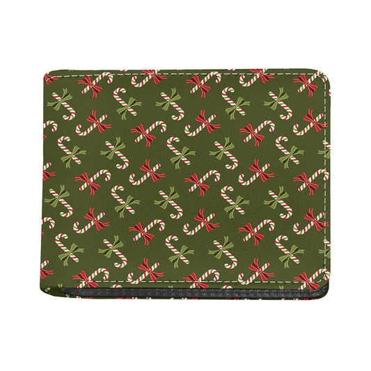 Xmas Candy Cane Pattern Print Bifold Wallet