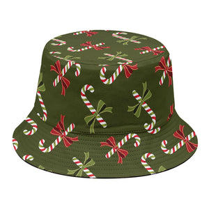 Xmas Candy Cane Pattern Print Bucket Hat