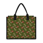 Xmas Candy Cane Pattern Print Canvas Tote Bag