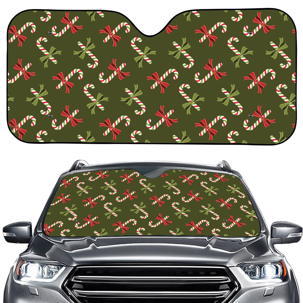 Xmas Candy Cane Pattern Print Car Windshield Sun Shade