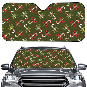 Xmas Candy Cane Pattern Print Car Windshield Sun Shade