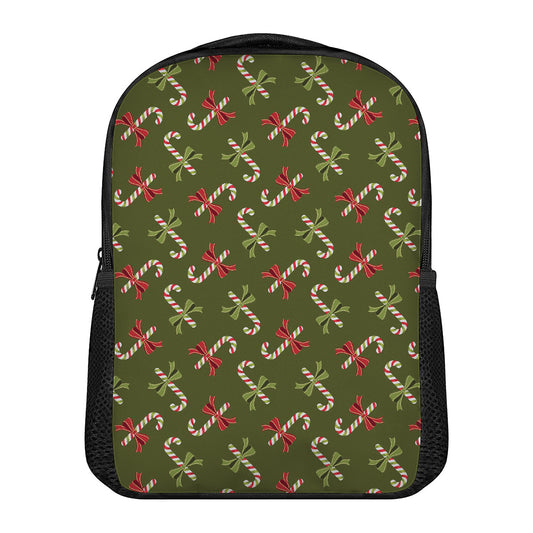 Xmas Candy Cane Pattern Print Casual Backpack