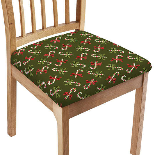 Xmas Candy Cane Pattern Print Chair Cushion Cover
