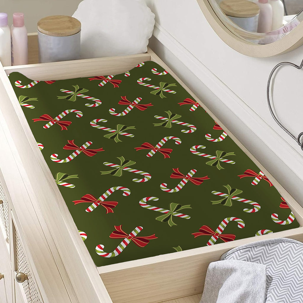Xmas Candy Cane Pattern Print Changing Pad Cover