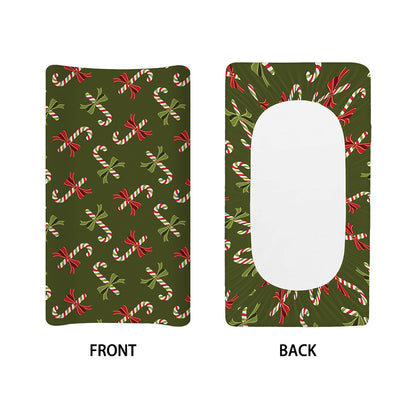 Xmas Candy Cane Pattern Print Changing Pad Cover