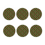 Xmas Candy Cane Pattern Print Coaster Set