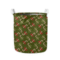 Xmas Candy Cane Pattern Print Collapsible Laundry Basket