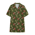 Xmas Candy Cane Pattern Print Cotton Hawaiian Shirt