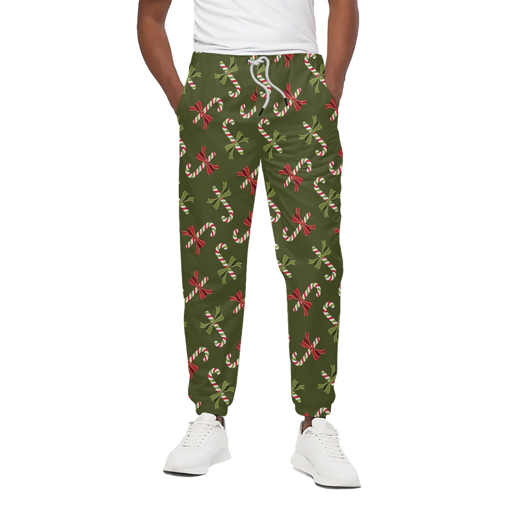 Xmas Candy Cane Pattern Print Cotton Pants