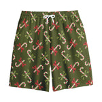 Xmas Candy Cane Pattern Print Cotton Shorts