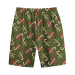 Xmas Candy Cane Pattern Print Cotton Shorts