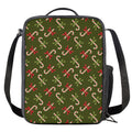 Xmas Candy Cane Pattern Print Crossbody Lunch Bag
