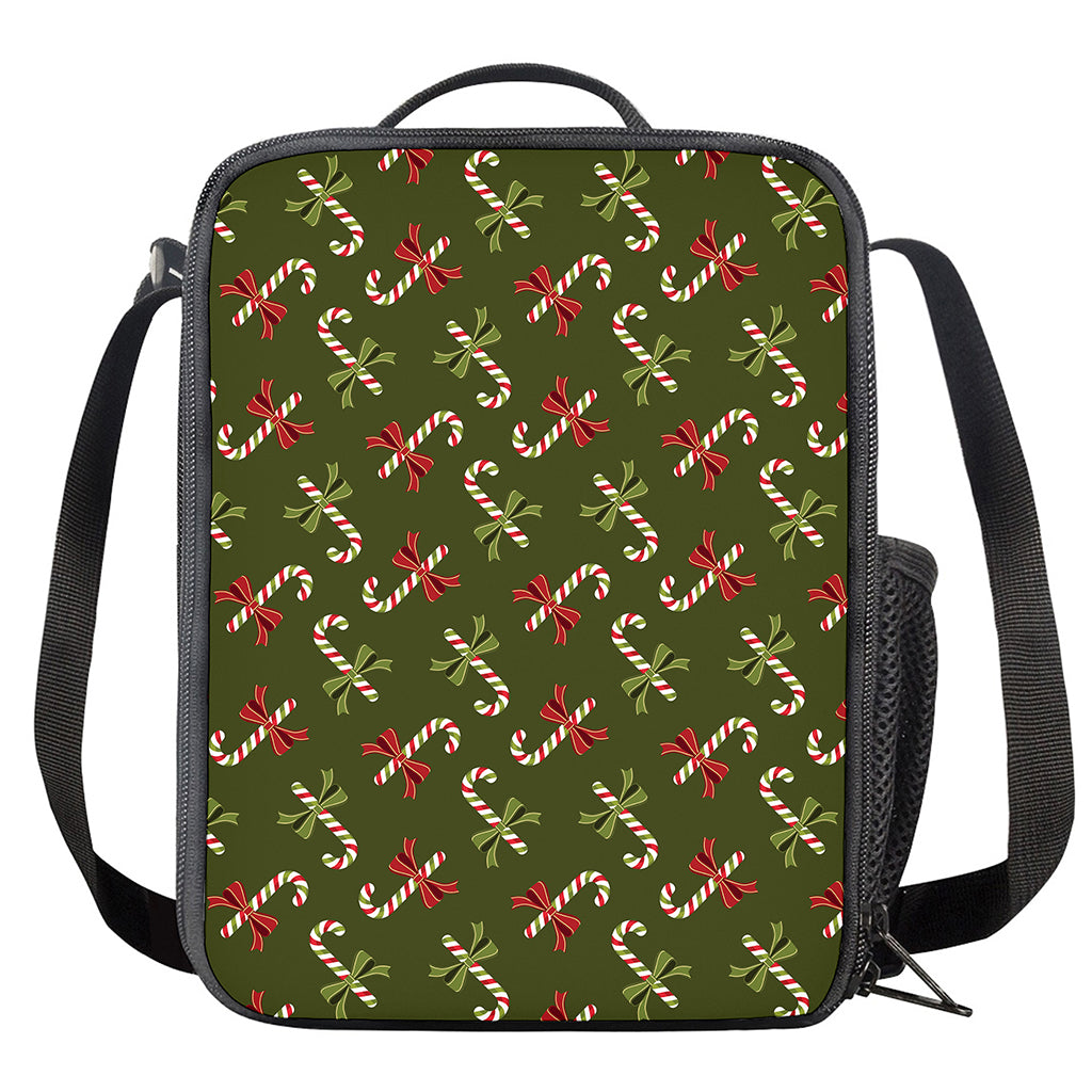 Xmas Candy Cane Pattern Print Crossbody Lunch Bag