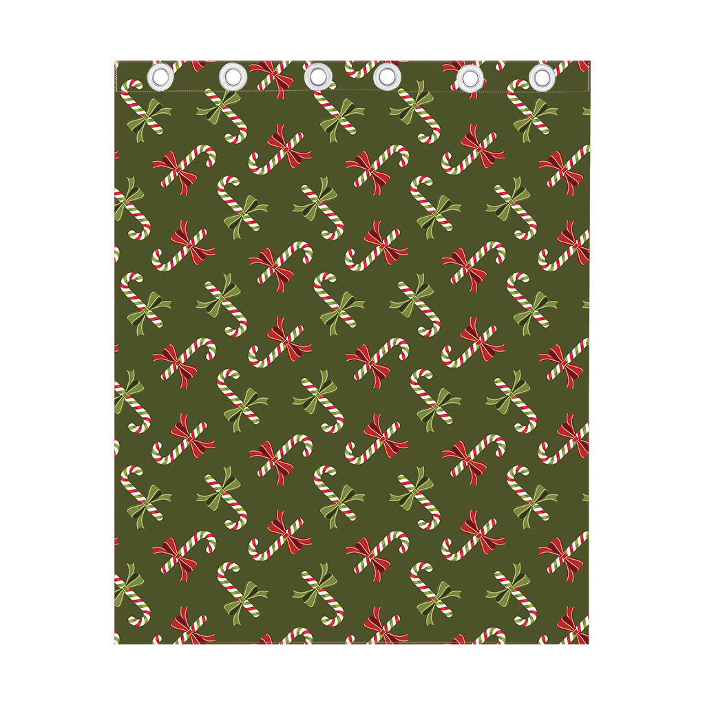 Xmas Candy Cane Pattern Print Curtain