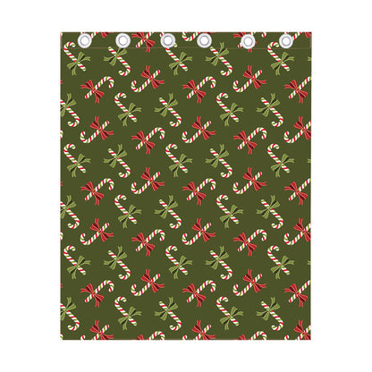 Xmas Candy Cane Pattern Print Curtain