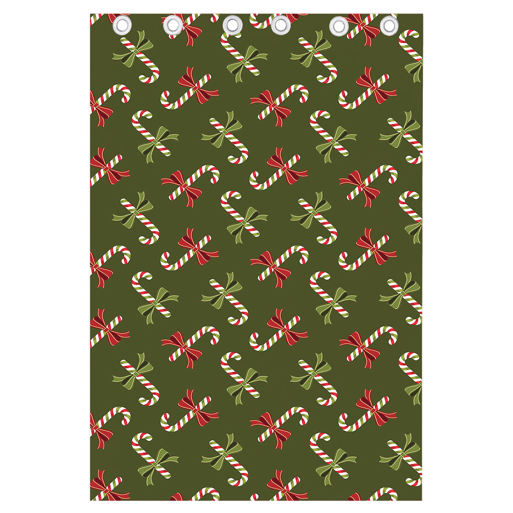 Xmas Candy Cane Pattern Print Curtain