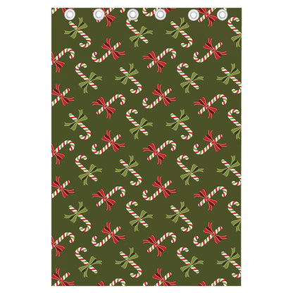 Xmas Candy Cane Pattern Print Curtain