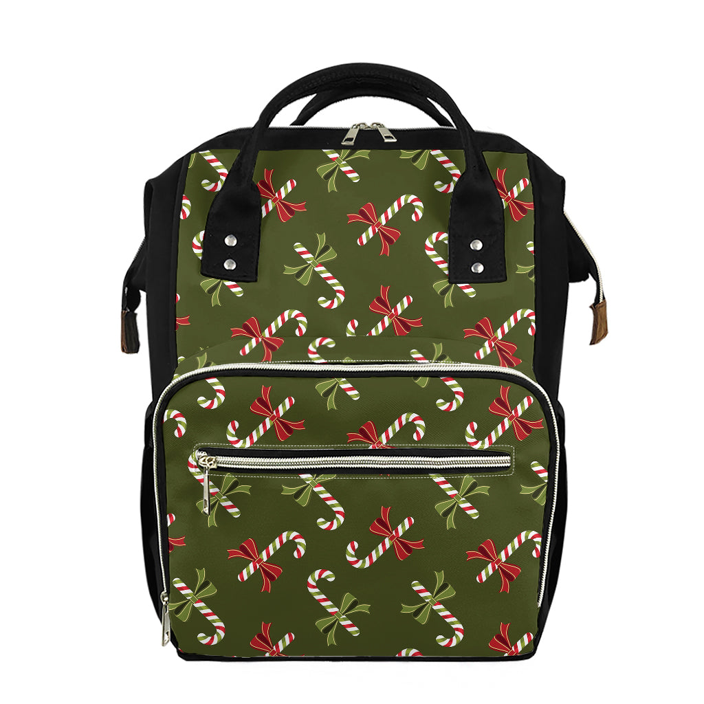 Xmas Candy Cane Pattern Print Diaper Bag