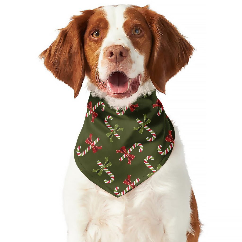 Xmas Candy Cane Pattern Print Dog Bandana