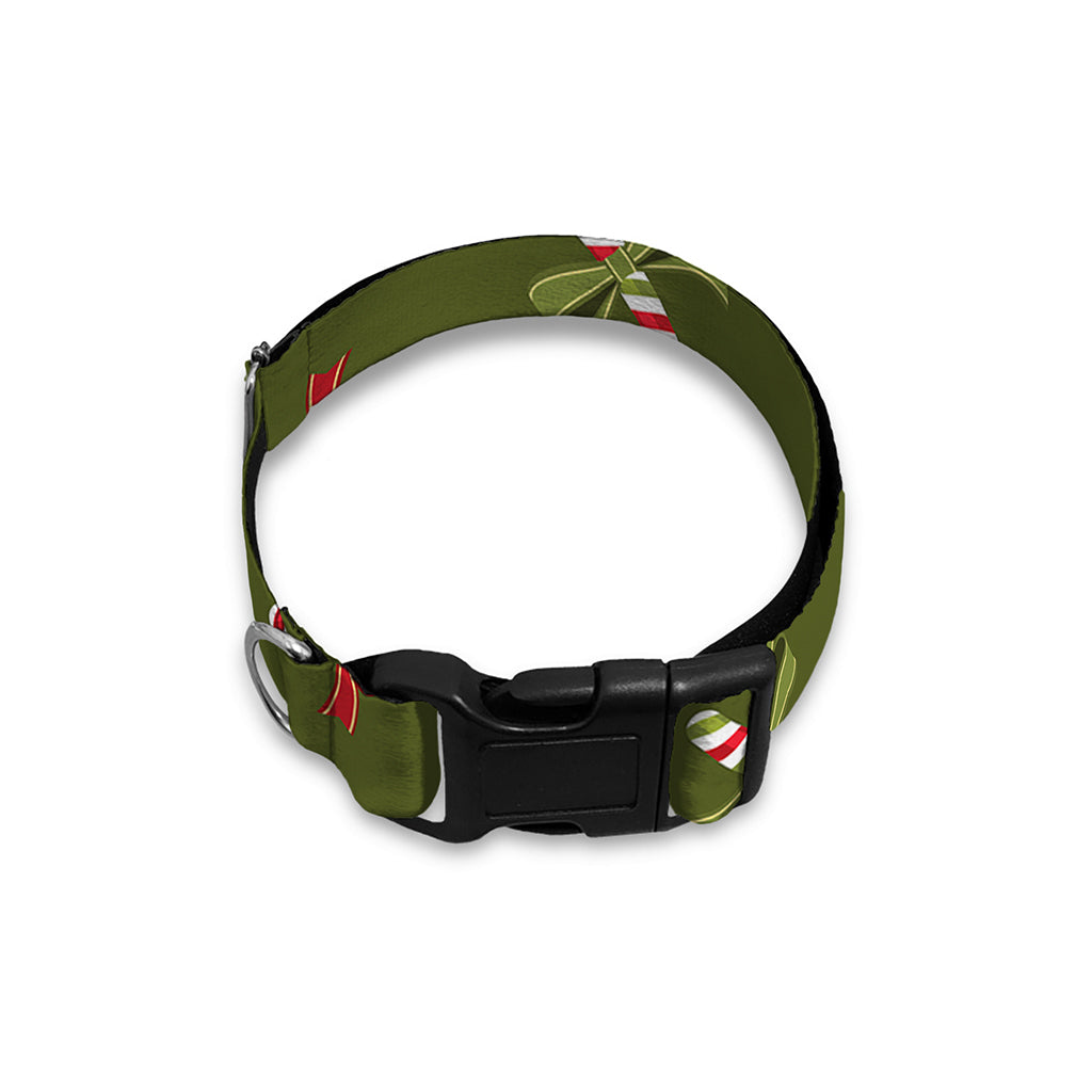 Xmas Candy Cane Pattern Print Dog Collar