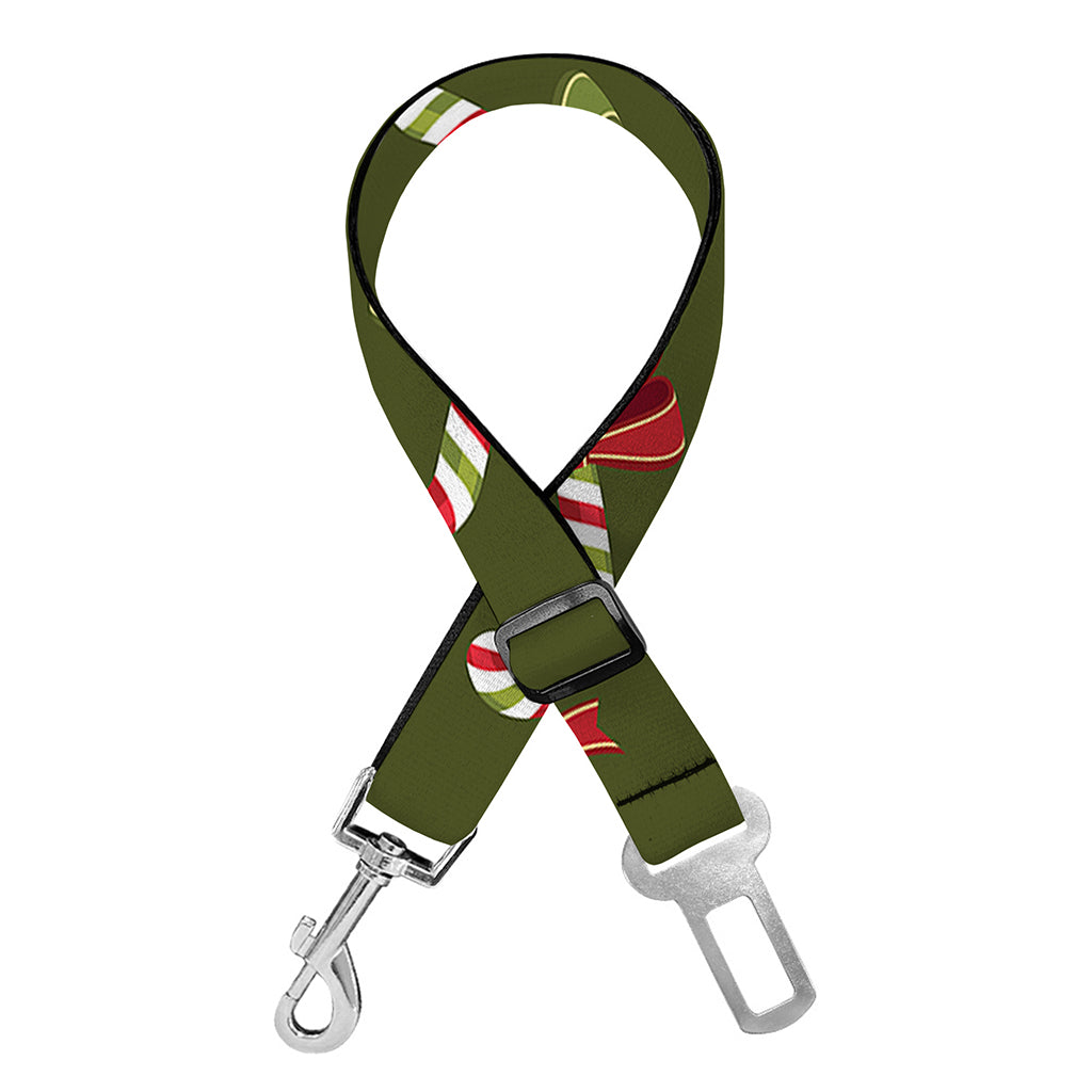 Xmas Candy Cane Pattern Print Dog Seat Belt