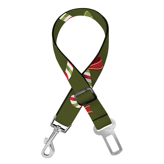 Xmas Candy Cane Pattern Print Dog Seat Belt