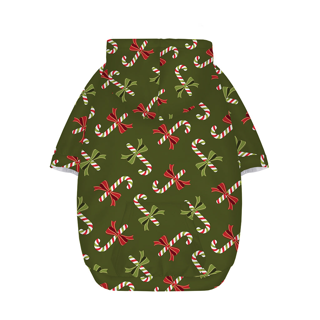 Xmas Candy Cane Pattern Print Dog Zip Up Hoodie