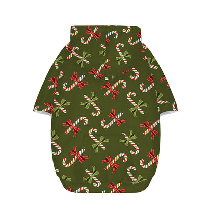 Xmas Candy Cane Pattern Print Dog Zip Up Hoodie