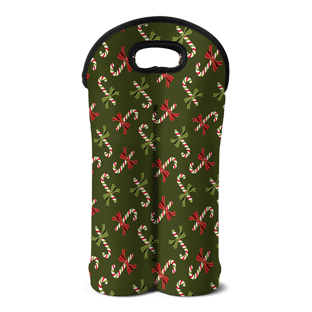 Xmas Candy Cane Pattern Print Double Neoprene Wine Tote