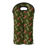 Xmas Candy Cane Pattern Print Double Neoprene Wine Tote