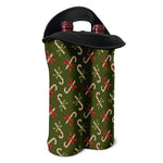 Xmas Candy Cane Pattern Print Double Neoprene Wine Tote