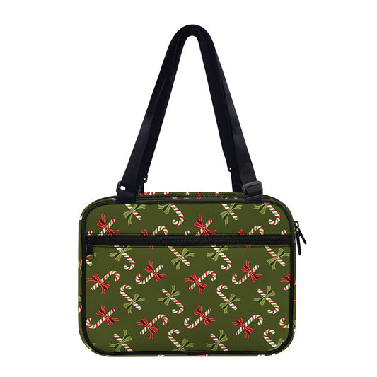 Xmas Candy Cane Pattern Print Double Strap Bible Bag