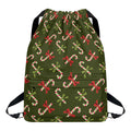 Xmas Candy Cane Pattern Print Drawstring Backpack