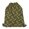 Xmas Candy Cane Pattern Print Drawstring Bag
