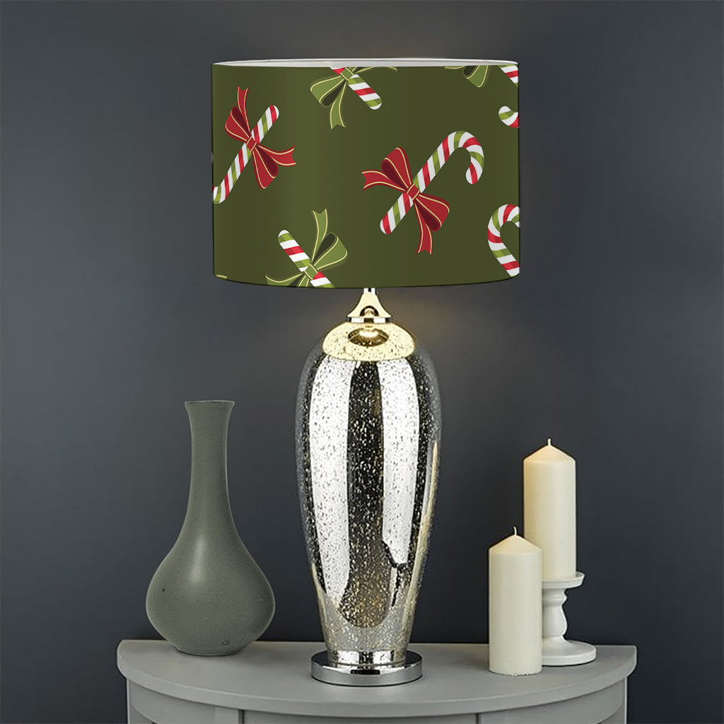 Xmas Candy Cane Pattern Print Drum Lamp Shade