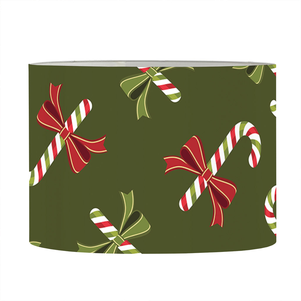 Xmas Candy Cane Pattern Print Drum Lamp Shade
