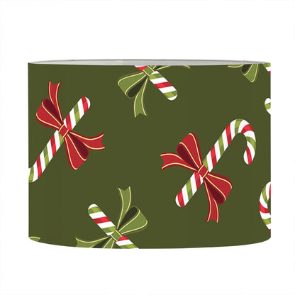 Xmas Candy Cane Pattern Print Drum Lamp Shade