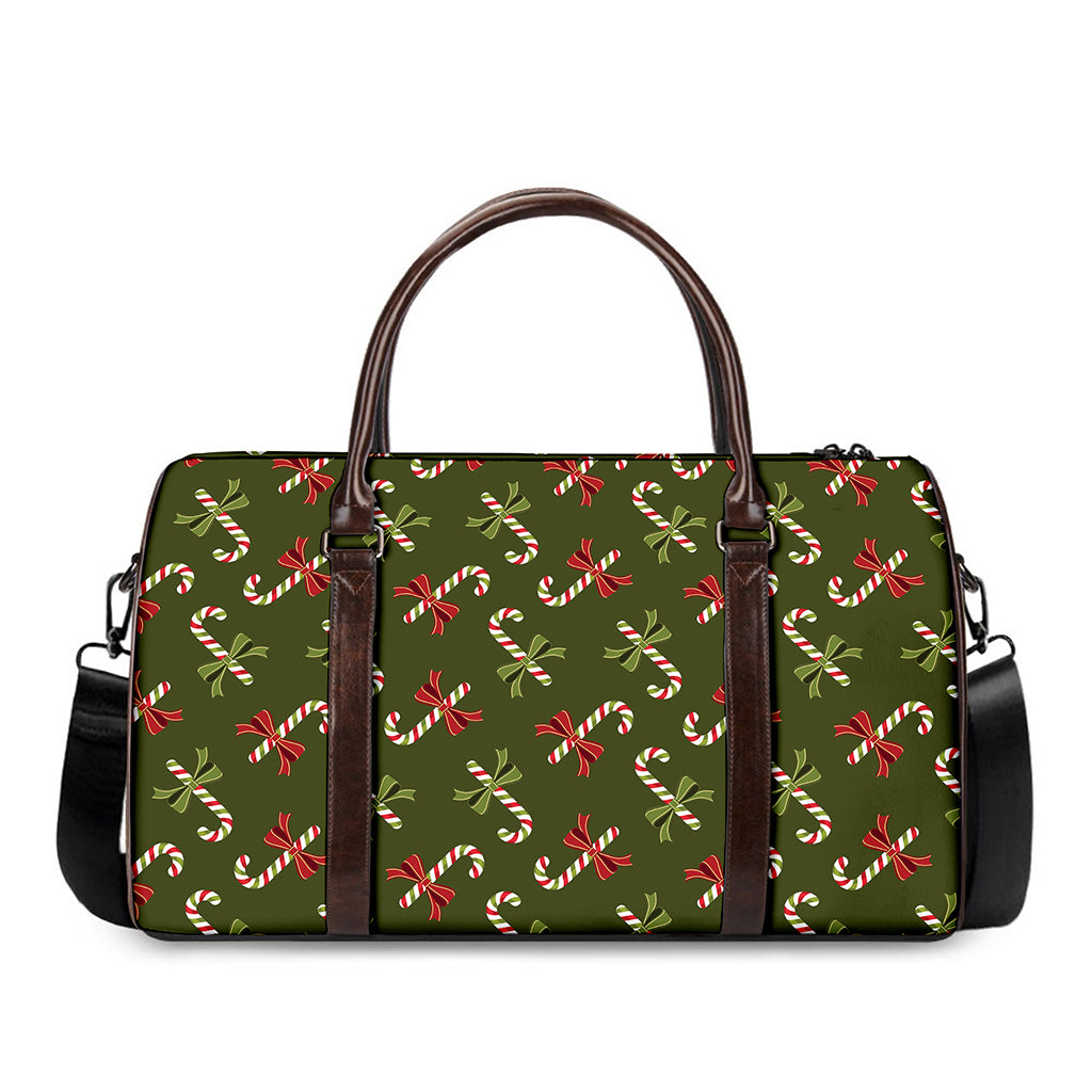 Xmas Candy Cane Pattern Print Duffle Bag