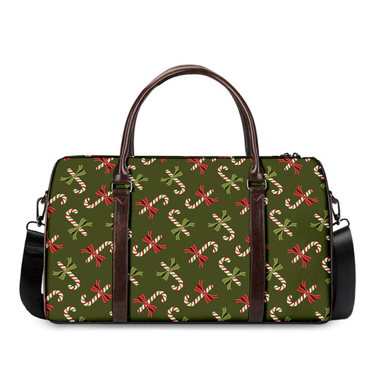 Xmas Candy Cane Pattern Print Duffle Bag