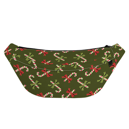 Xmas Candy Cane Pattern Print Fanny Pack
