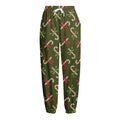 Xmas Candy Cane Pattern Print Fleece Lined Knit Pants