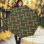 Xmas Candy Cane Pattern Print Foldable Umbrella