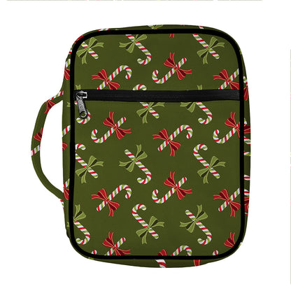 Xmas Candy Cane Pattern Print Front Pocket Bible Bag
