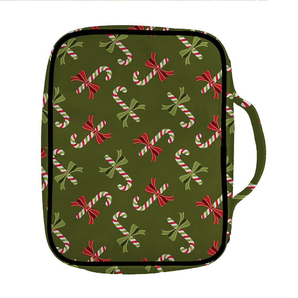 Xmas Candy Cane Pattern Print Front Pocket Bible Bag