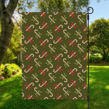 Xmas Candy Cane Pattern Print Garden Flag